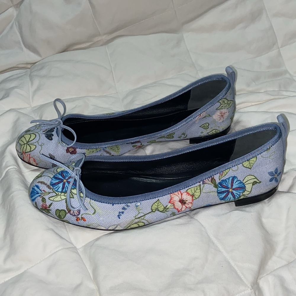 EUC Gucci womens shoes Ali flats floral print bow - Picture 2 of 15